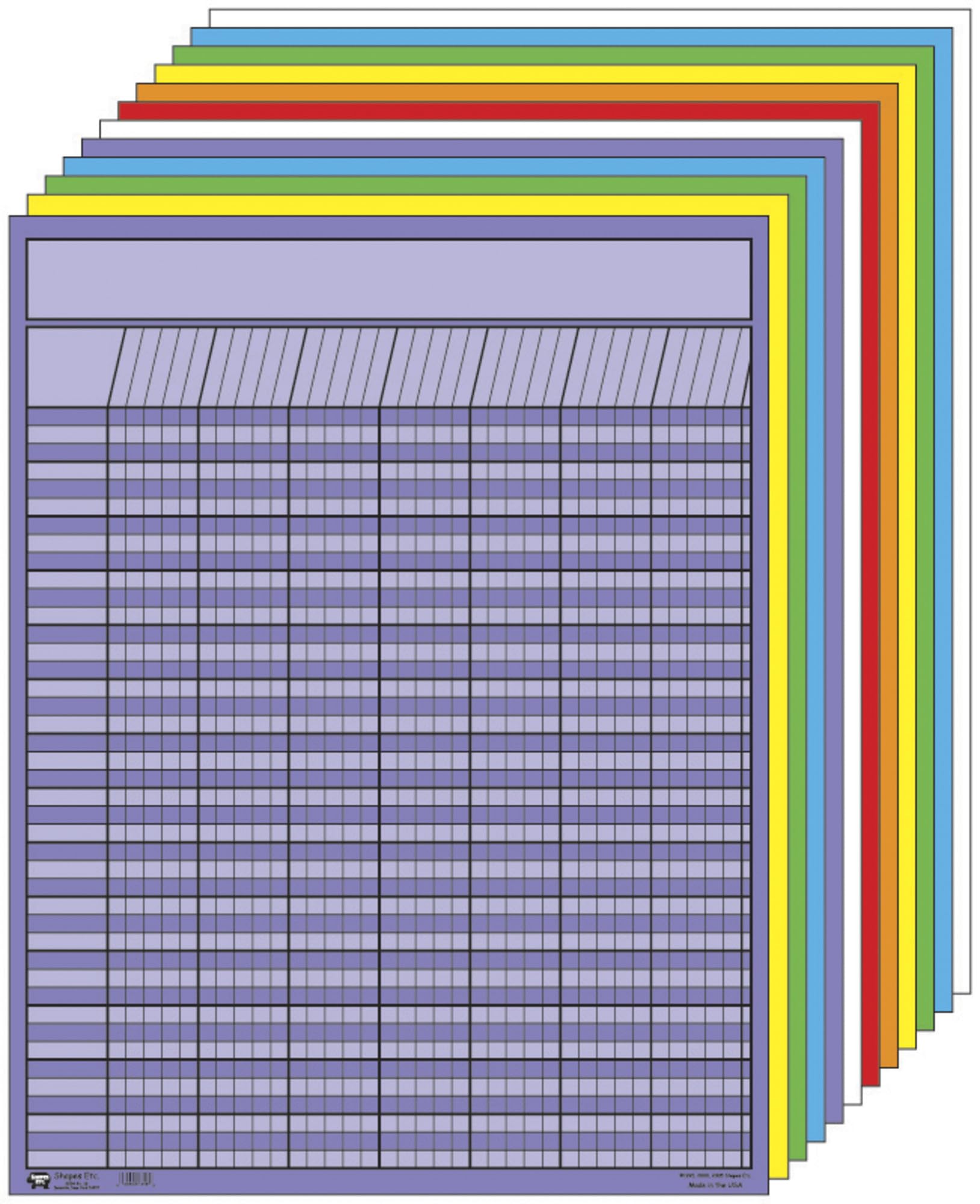 Shapes Etc. SE-365 Vertical Incentive Chart Set, Large, 22" W x 28" H, Assorted Color (Pack of 12)