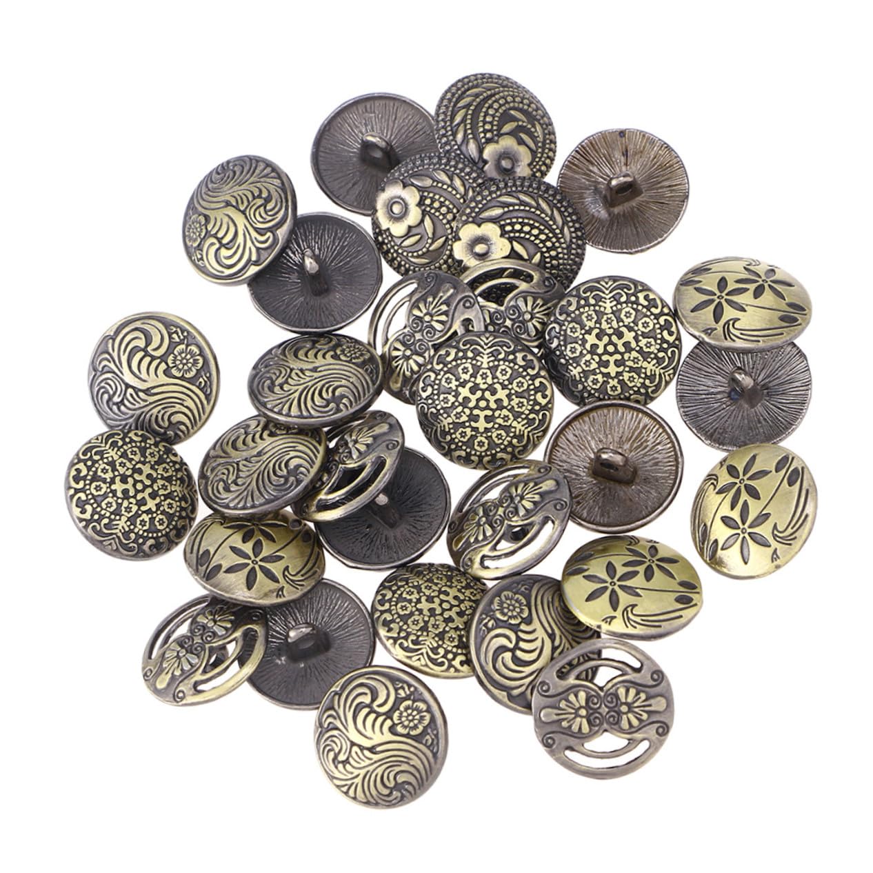 Boutons ronds vintage bronze gravé lot de 50 pièces métalliques de haute qualité DIY