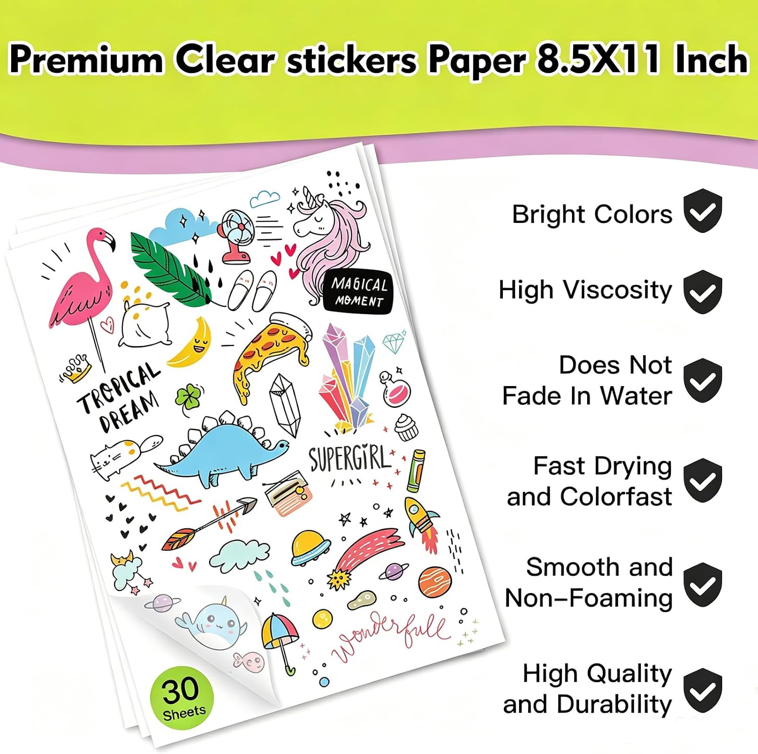 Clear Printable Vinyl Sticker Paper, 30 Sheets for 8.5x11 Inches image 3