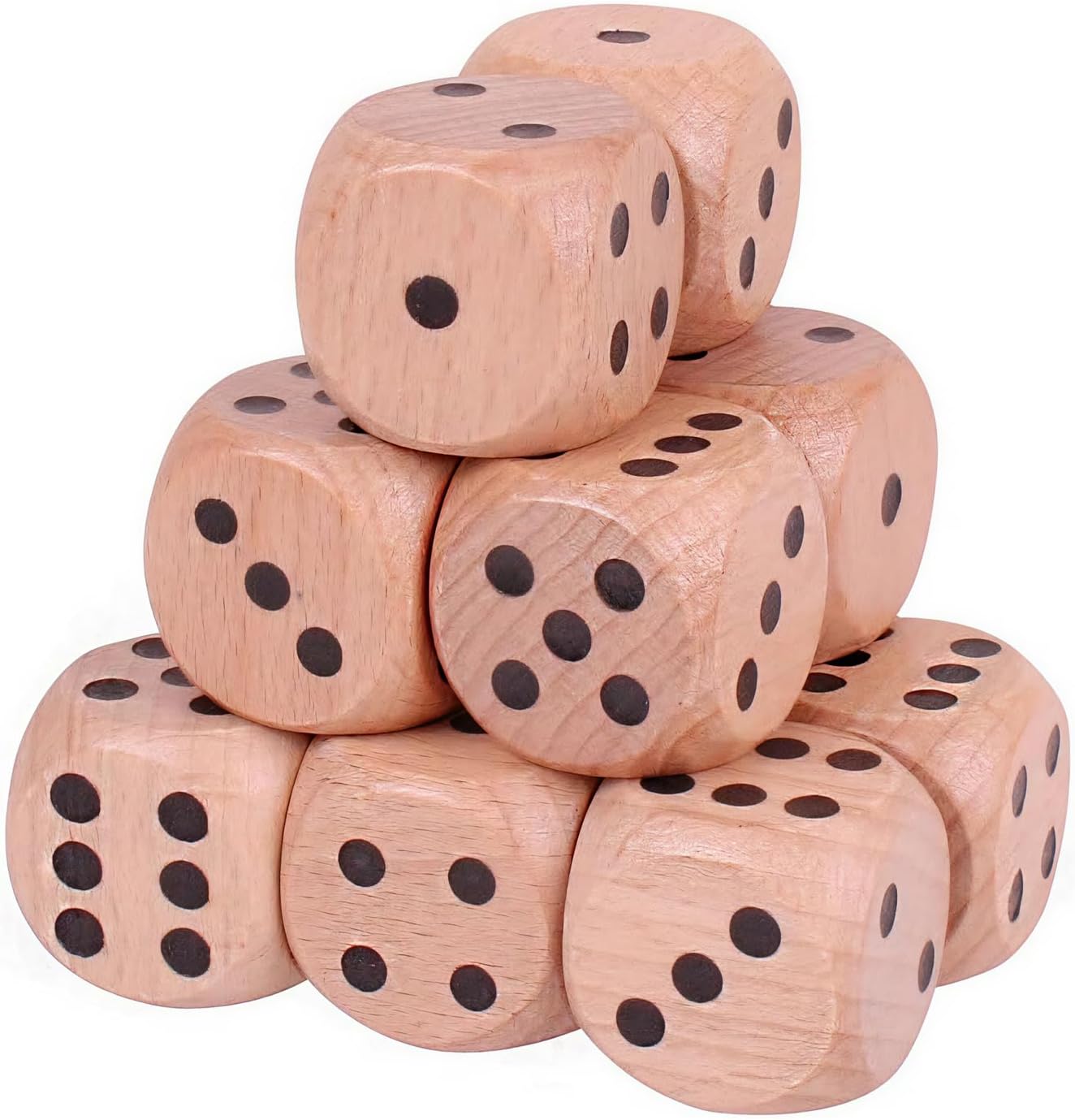 Bigjigs Toys Giant Wooden Dice (12 Pieces) - Large Dice Set, Educational Maths Games, Kids Board Game Accessories, W 3cm x H 3cm x L 3cm, For 3 Year Olds +