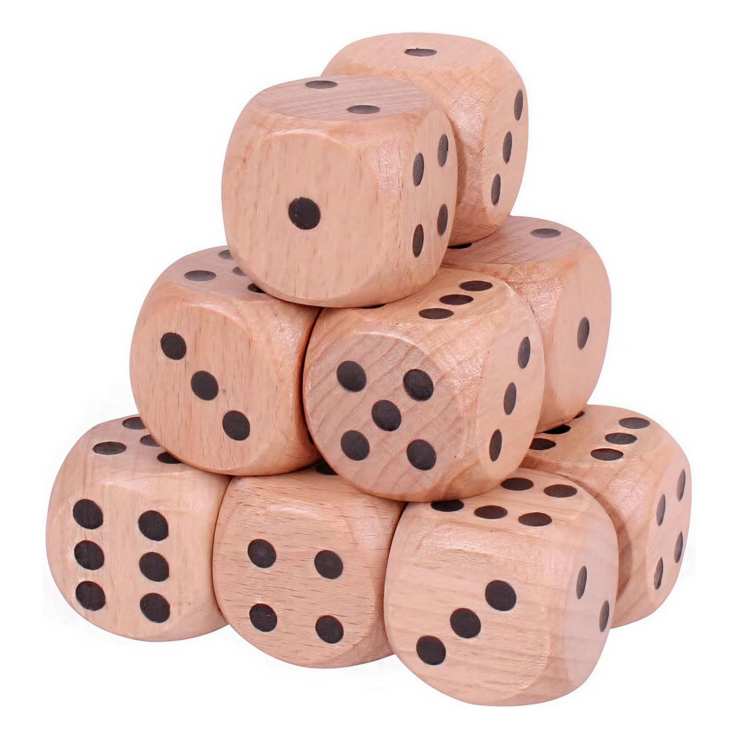 Bigjigs Toys Giant Wooden Dice (12 Pieces) - Large Dice Set, Educational Maths Games, Kids Board Game Accessories, W 3cm x H 3cm x L 3cm, For 3 Year Olds +