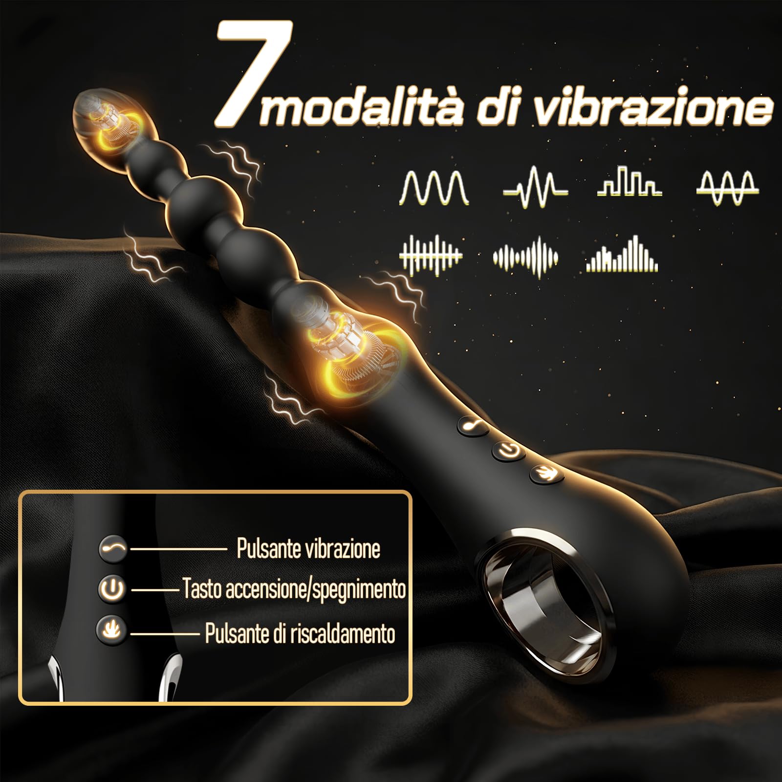 Vibratore Perline Anale Plug Massaggiatore Prostatico Punto G Dilatatore con 7 Modalità di Vibrazione con Funzione Riscaldante Anale Vibrante per Coppie Massaggiatore per la Prostata Anali Plug