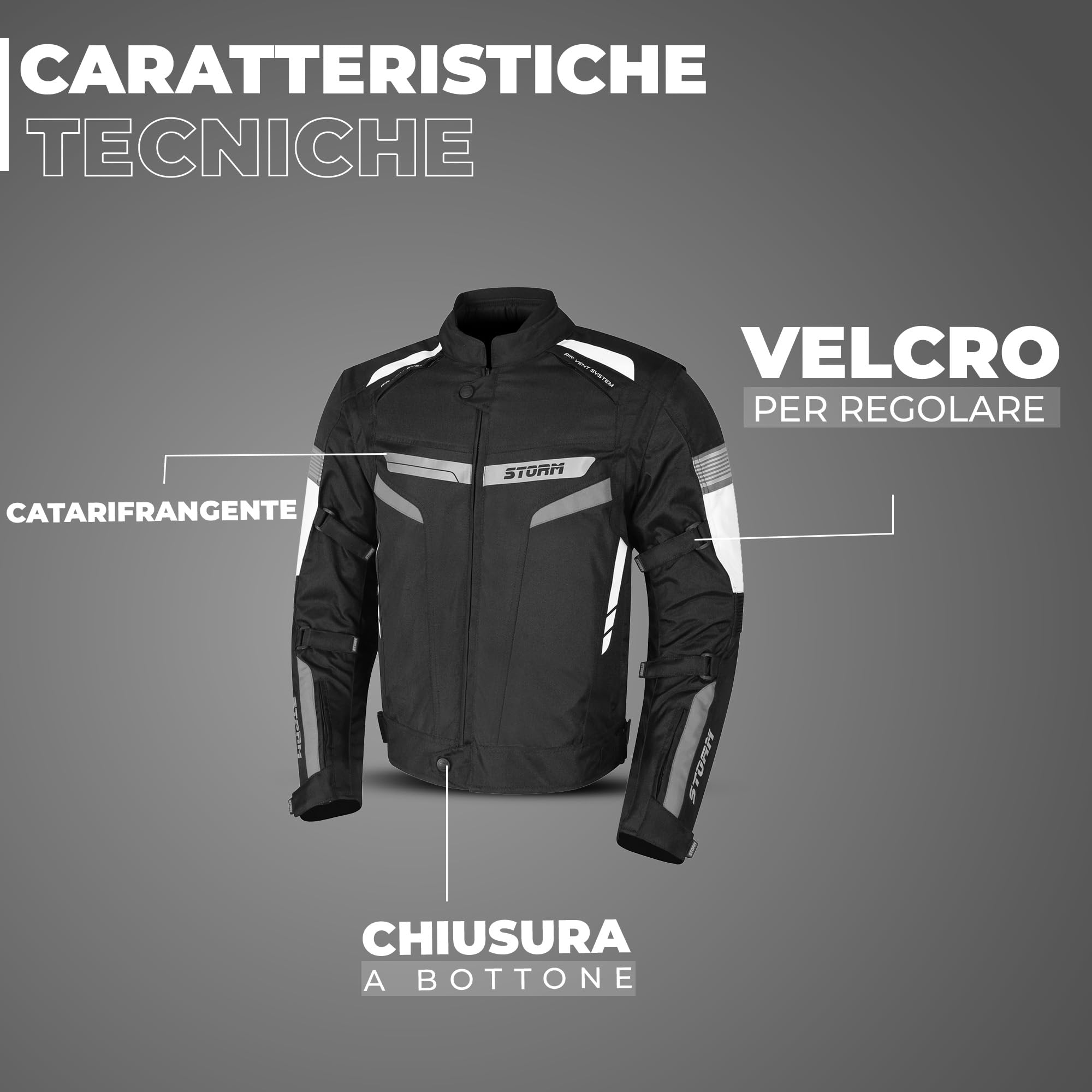 Genérico STORM Chaquet moto para hombre de pana impermeable protectora homologada CE para carreras para todas las estaciones con brazos desmontables