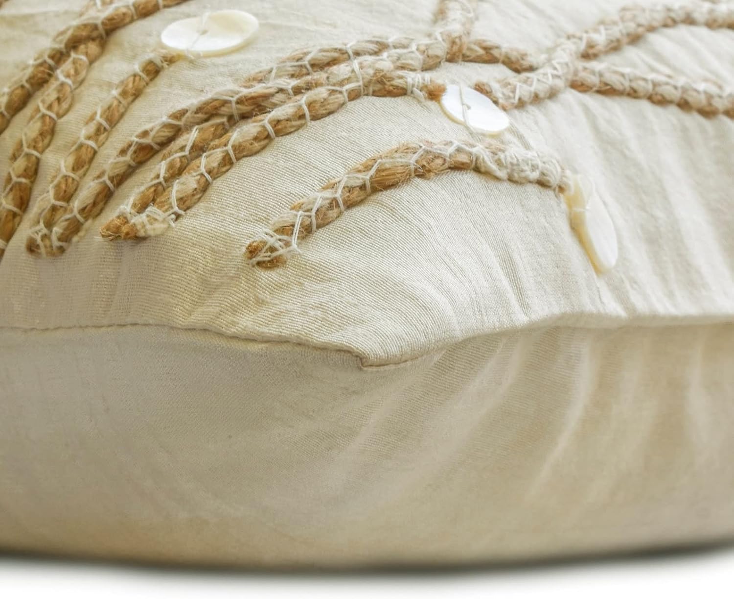 The HomeCentric Ivory Standard Size Pillow Cases, Jute and Mother of Pearls Farm Design Standard Pillow Shams, 20x26 inch (50x65 cm) Silk Standard Pillow Shams, Contemporary Standard Pillow - Amour