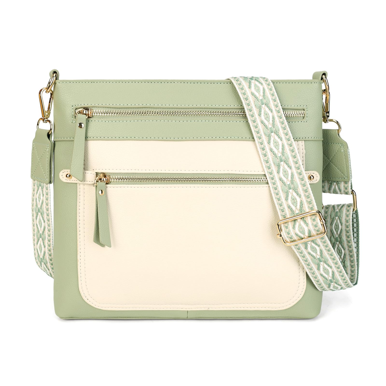 Women Two‑Tone Crossbody Purse Woven Strap Multi‑Pocket for Travel Outings | Adjustable shoulder strap hands‑free lightweight multi‑compartment great for everyday travel shopping essentials