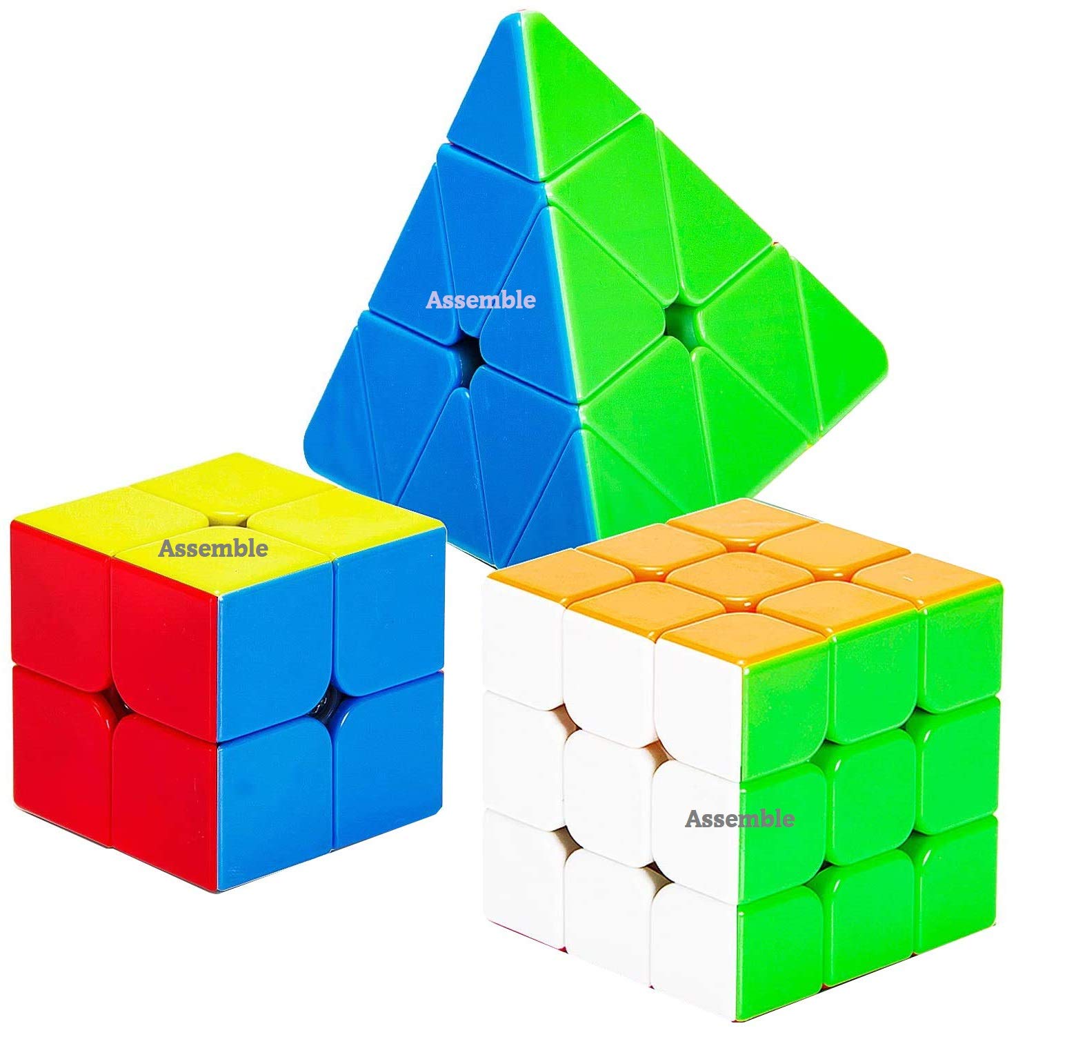 Assemble Own Stickerless 2X2 Cube, 3x3 Cube & Pyramid Triangle Puzzle Cube Bundle (B07WYG7NS9) Amazon Price History, Amazon Price Tracker