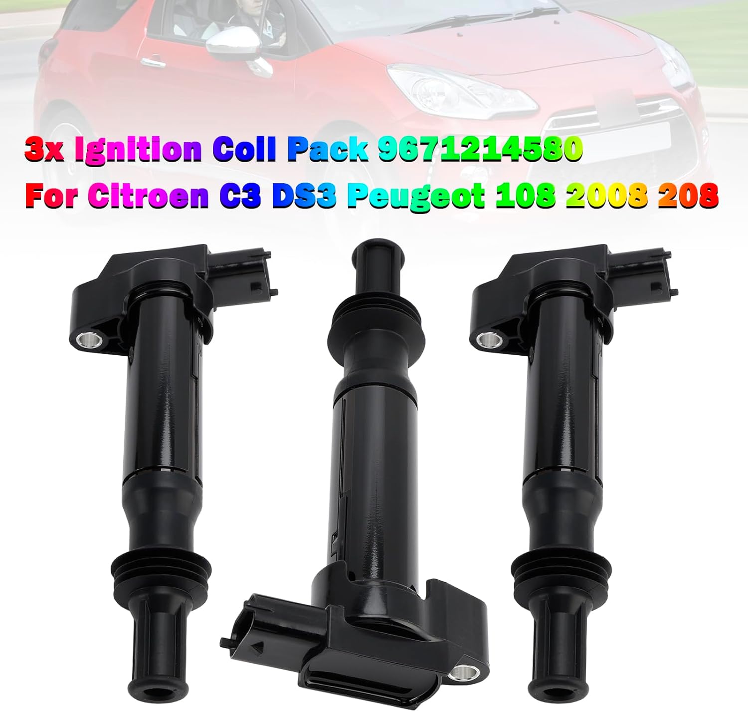 MAD HORNETS 3x Ignition Coil Pack 9671214580 For Citroen C3 DS3 Peugeot 108 2008 208