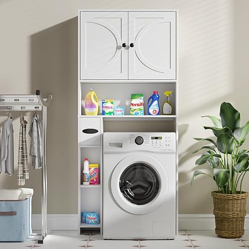 Miniatura 6 de Gabinete de almacenamiento sobre el inodoro, armario de almacenamiento de madera de granja sobre el inodoro, organizador de baño con estantes