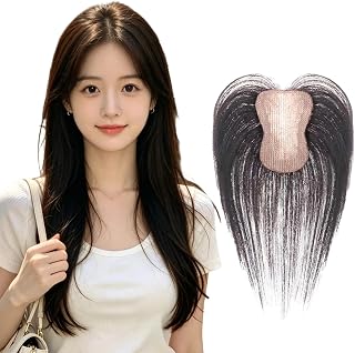 広めネットベースマジックシール付き部分ウイッグ 夏用軽量 真夏のウィッグ 頭頂部用ヘアピース 白髪隠し 日常通勤対応 トップカバー (ブラウン)