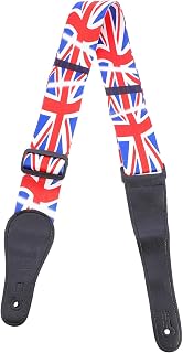 BESPORTBLE Printed Polyester Guitar Strap Thickened Adjustable Strap for Acoustic and Electric Guitars with Classic Union Jack Design Suitable for Men and Portable Use
