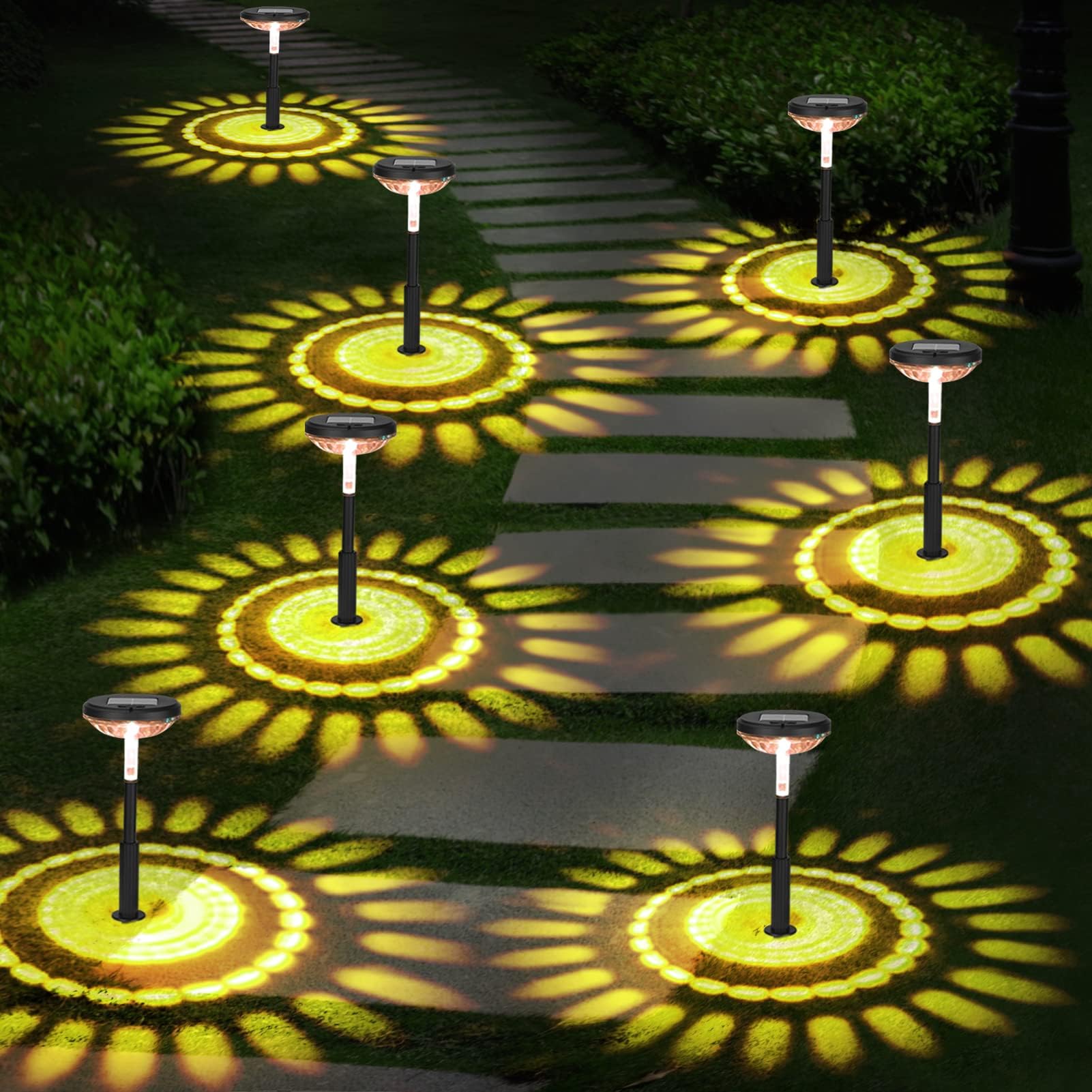 Solar Pathway Lights 6 Pack, Solar Path Lights Outdoor Waterproof Super Bright Up to 12Hrs, Auto On/Off, Warm/Cold White, Low Voltage Landscape Lights for Garden Yard Driveway Walkway Sidewalk Lawn