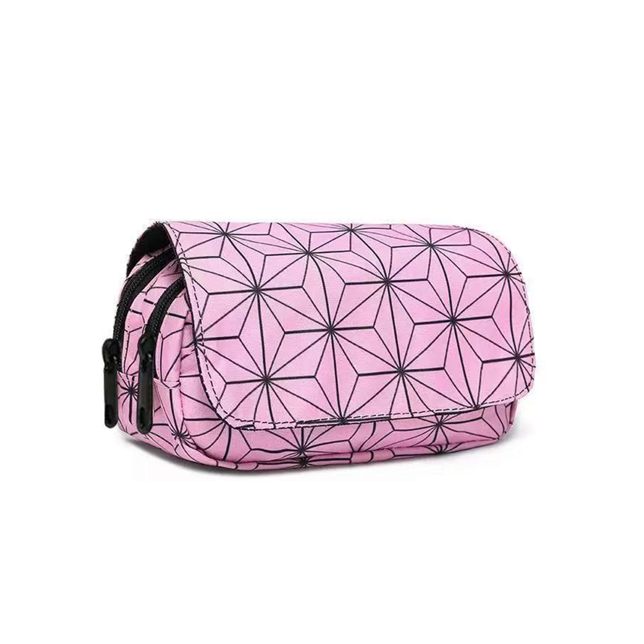 Roffatide Anime Pencil Case Large Capacity Double Layer Stationery Bag Multi-Functional Cosmetic Travel Organizer Pouch for Girls Women Pink B