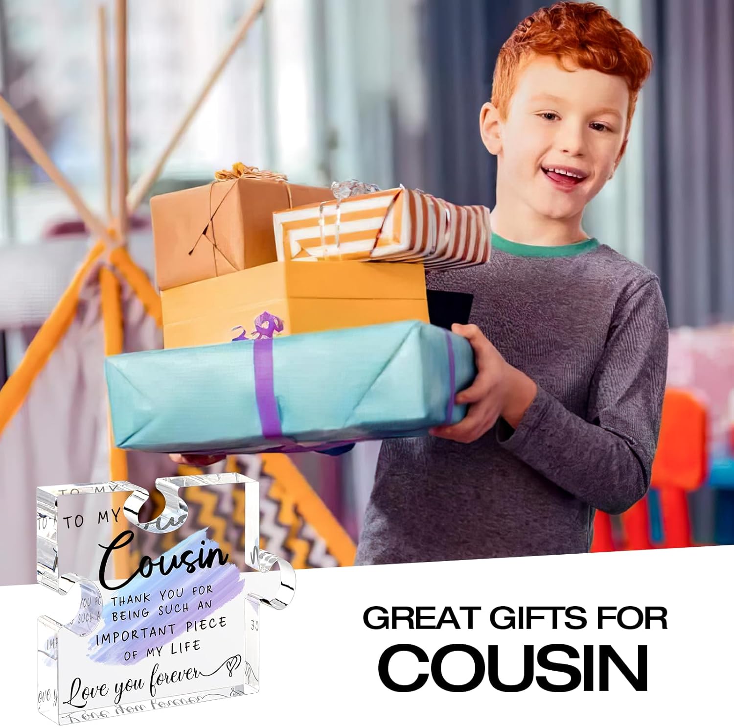 Cousin Gifts - Best Cousin Ever Gifts - Cousin Birthday Gifts for Men Women - Cousin Christmas Gifts for Male - Fathers Day Valentines Day Gifts, Favorite Cousin Ornaments Desk Decor Plaque Piece - Image 7