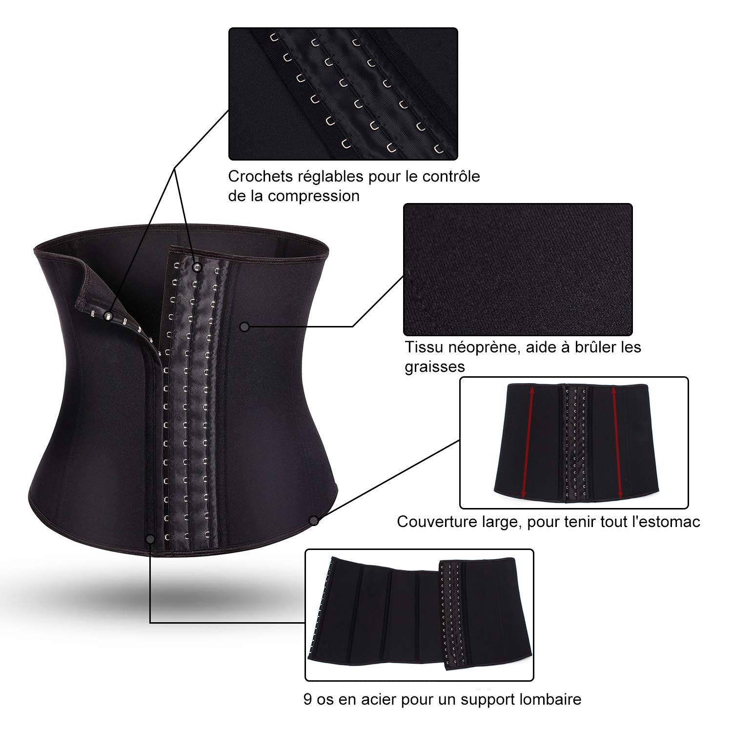 Junlan Ceinture de Sudation Abdominale pour Homme Minceur Gaine Amincissante Ventre Plat Invisible, Soutien du Dos