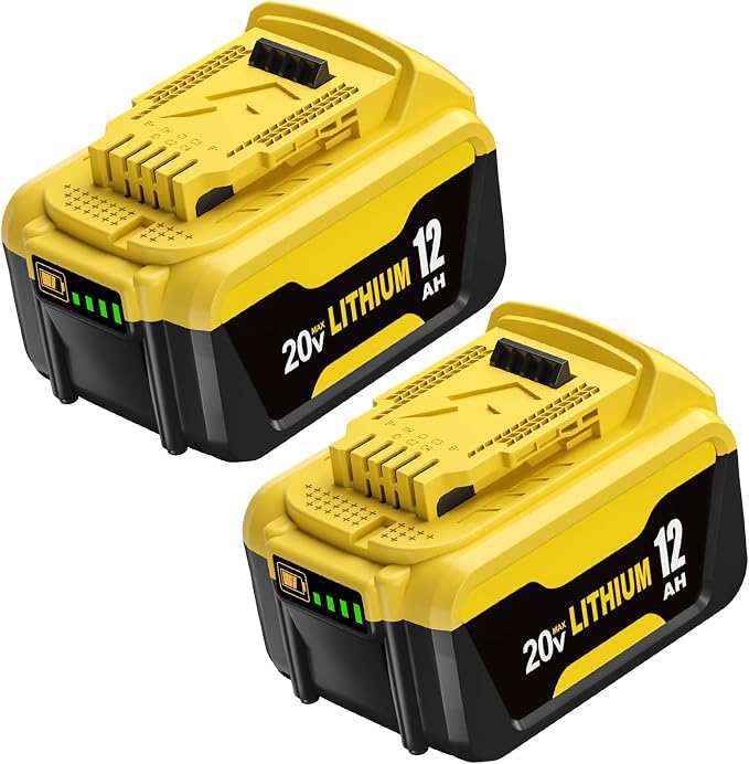 2Pack 12000mAh Lithium-ion Battery Replacement for Dewalt 20V Max Battery | Compatible with Dewalt 20 Volt Batteries DCB200 DCB201 DCB204 DCB206 DCB207 Series Tools and Chargers