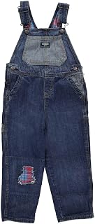 OshKosh Little Boys' Toddler "Patched Up" Flannel-Lined Overalls - denim blue, 4t