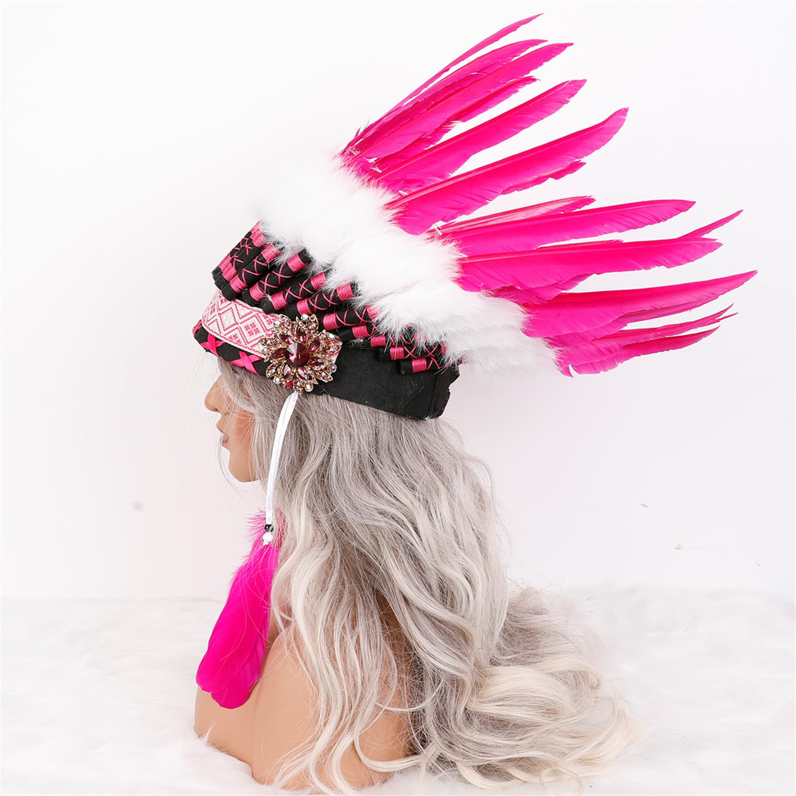 Colorido tocado indio con encanto étnico y diseño ajustable para fiestas temáticas y reuniones. Tocado cultural tradicional con colores arcoíris