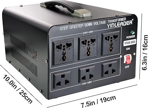 Miniatura 5 de Yinleader Transformador convertidor de voltaje (110 V a 220 V, 220 V a 110 V) convertidor de transformador elevadorabajo 110120 voltios - 220240