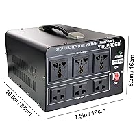 Vista 5 de Yinleader Transformador convertidor de voltaje (110 V a 220 V, 220 V a 110 V) convertidor de transformador elevador/abajo 110/120 voltios - 220/240