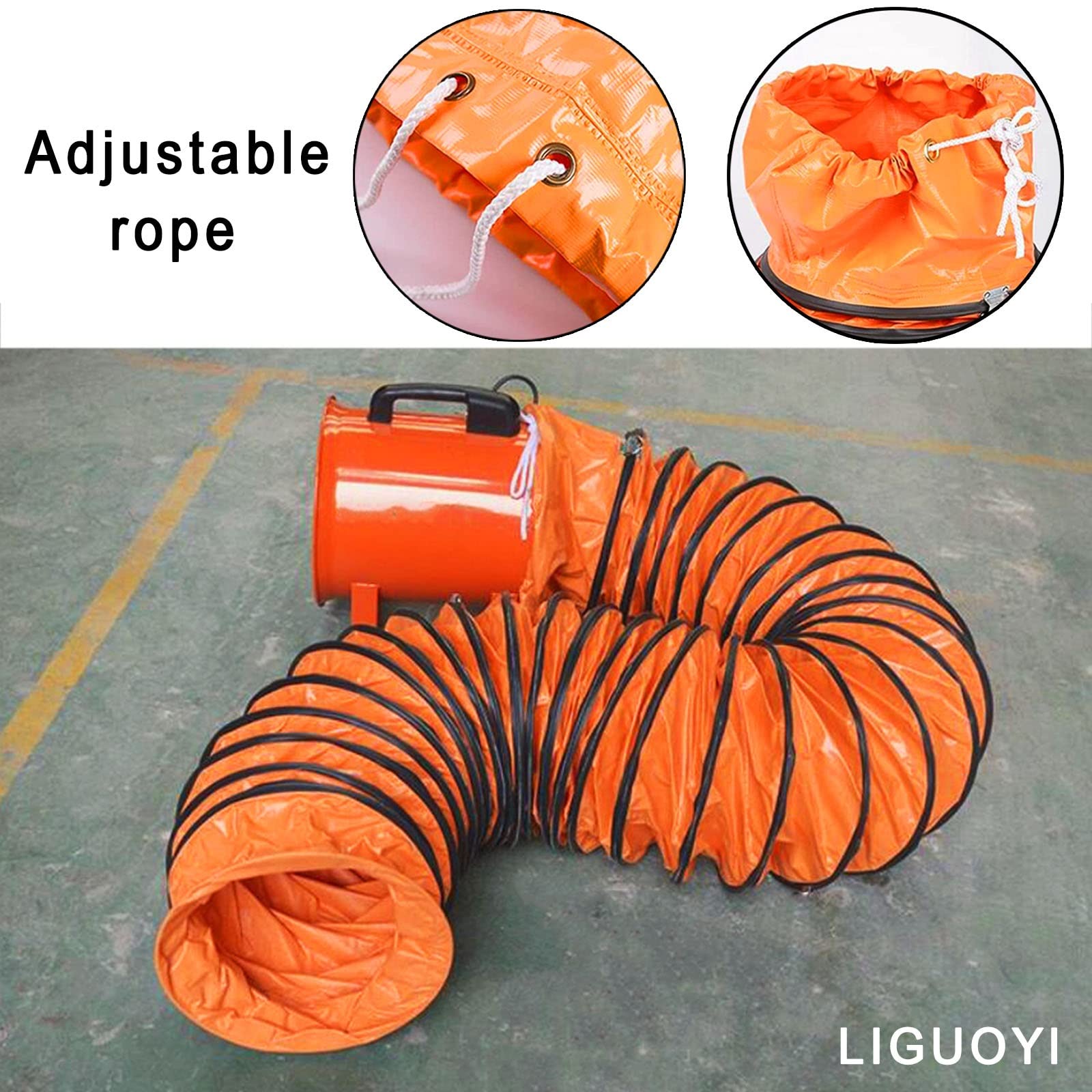 LIGUOYI Tubo Flessibile in PVC per Tubo di Scarico, 5M 10M Tubo di Ventilazione Diam 300mm 500mm 600mm, Impermeabile Condotto Flessibile in PVC con Corde Regolabili, Collapses for Easy Storage