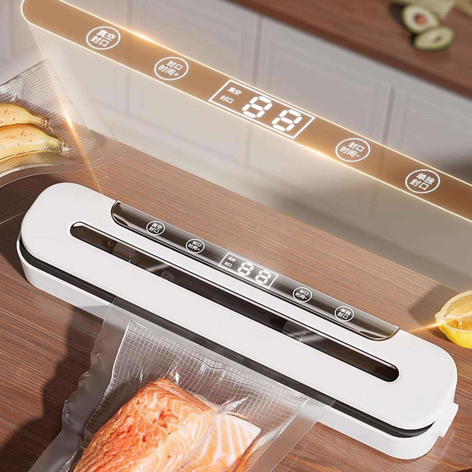 Selladora al vacío automática con temporizador digital de cuenta regresiva, succión fuerte 80 kPa, modos seco y húmedo