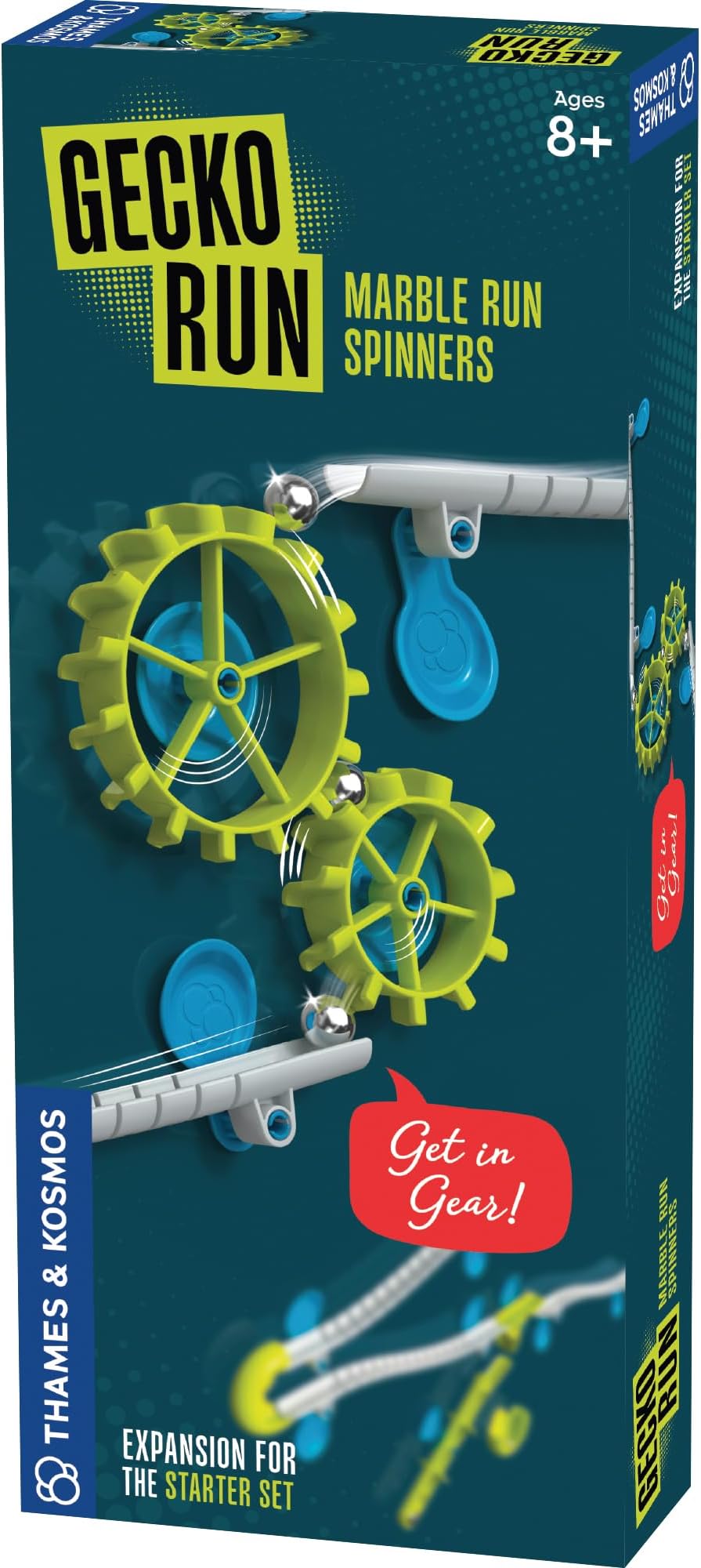 Gecko Run Marble Run Spinners Expansion Pack | Thames & Kosmos | Extra Stunt for Vertical Marble Run Starter Set | Fast, No-Mess Setup | Residue-Free Nano-Adhesive Pads | Creative Play