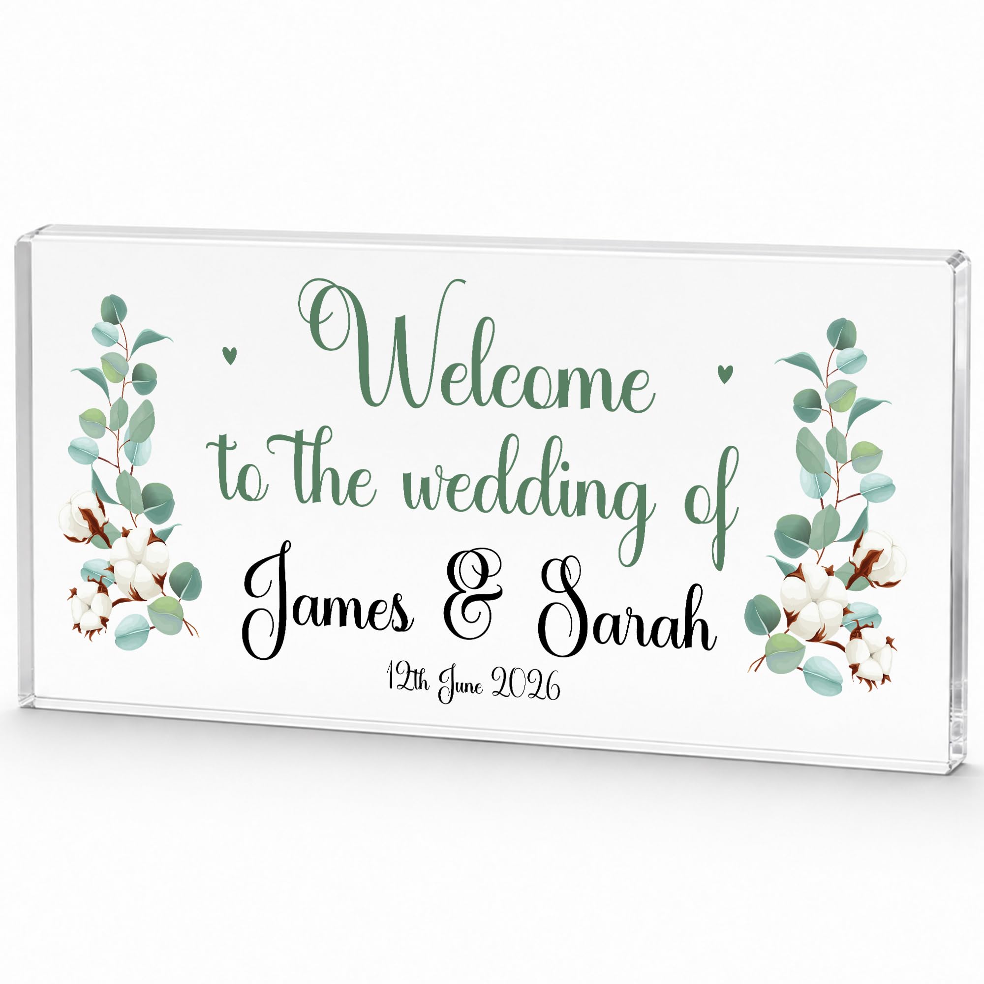 Red Ocean Personalised Wedding Welcome Entrance Sign Freestanding Acrylic Wedding Decoration Plaque 45cm by 20cm