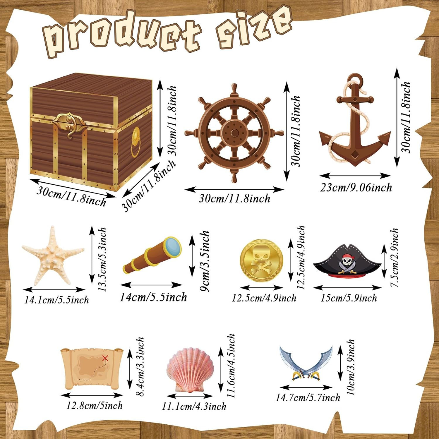 CHUNNIN Pirate Party Decorations Imitation Wooden Boxes Fishing Net Car Trunk or Treat Decor Ocean or Pirate Party Favors for Adventure Birthday Party Supplies Photo Booth Props