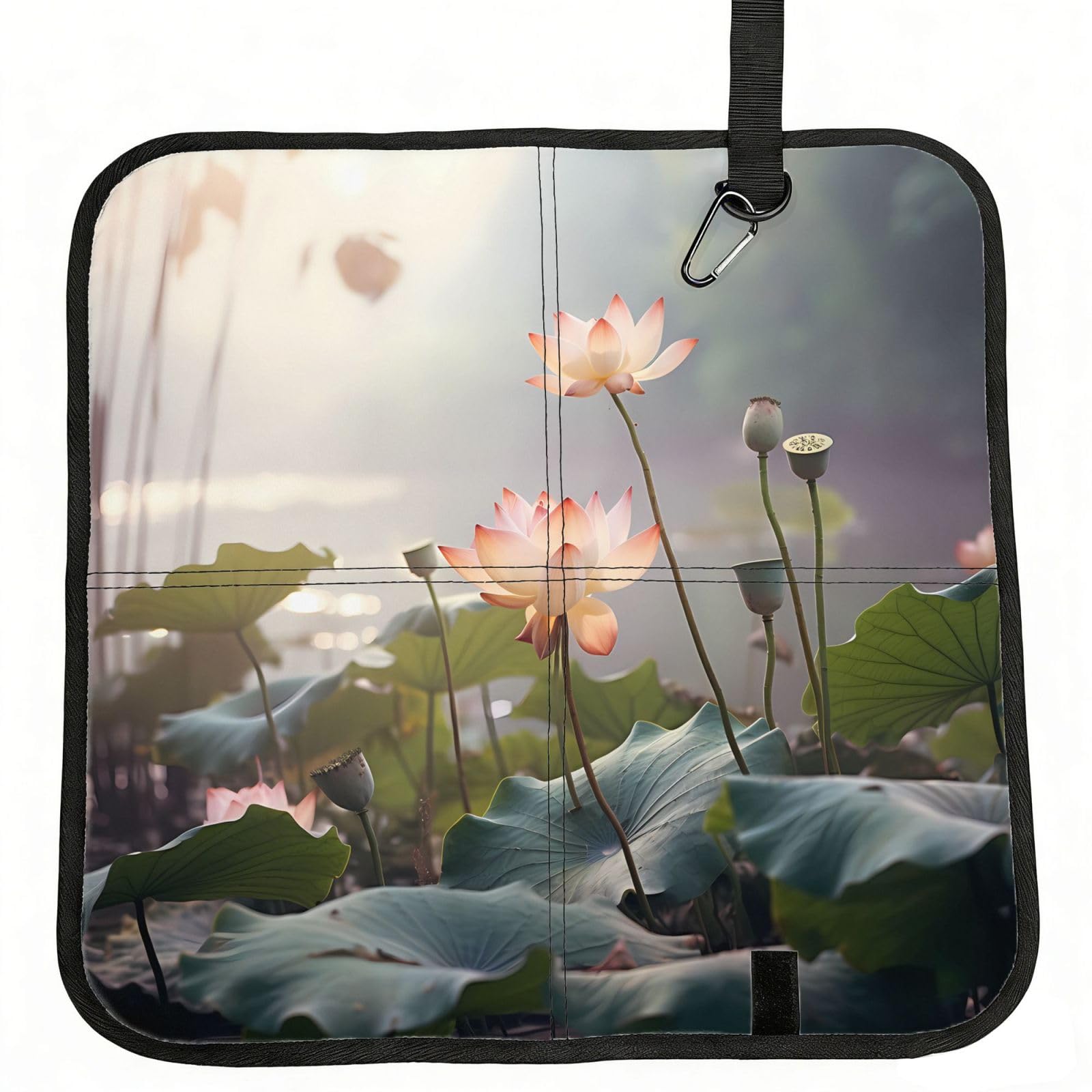 MROWYC lotus flower Printed Foldable Seat Cushion - Portable with Carabiner, for Stadium, Camping, Hiking