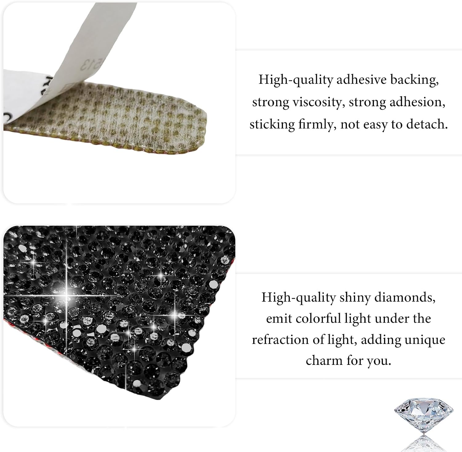 10PCS Bling Car Door Handle Protectors, Rhinestones Door Bowl Sticker Anti-Scratch Handle Paint Guard, Glitter Crystal Scratch Cover Reflective Decor for Auto Doors Handles (Black) thumbnail
