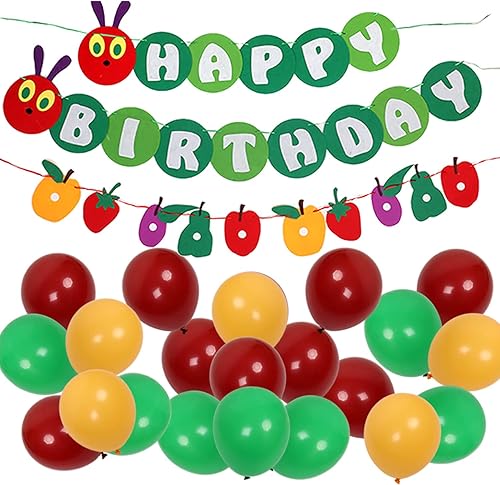 Decoraciones de fiesta de oruga hambrienta para niños y niñas, pancarta de oruga y globos de látex, suministros y decoraciones para fiestas