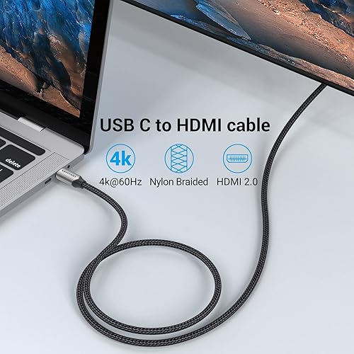 Miniatura 16 de VENTION Cable USB C a HDMI de 6.6 pies (4K @30Hz, 2K @60Hz, 1080P @120Hz), cable Thunderbolt a HDMI tipo C a HDMI [compatible con Thunderbolt 3]