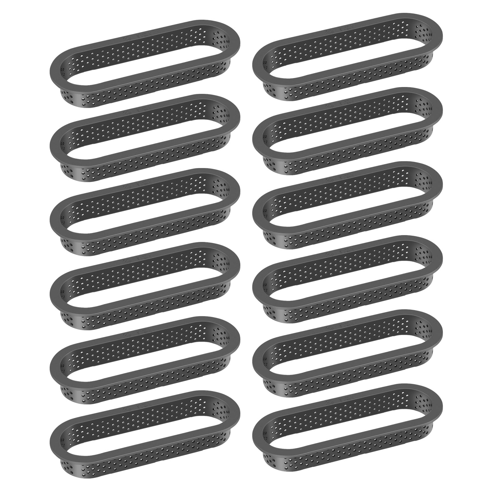 detee 12 Pieces Oval Tart Rings Heat- Perforated Cake Mousse Ring Non Stick Bakeware Tart Mini Cake Mold Cake Rings
