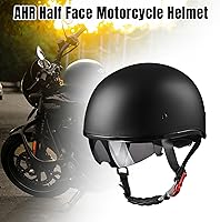 Vista 2 de AHR Half Helmet with Sun Visor, Quick Release Buckle Half Face Warrior Motorcycle Helmet for Bike Chopper Cruiser DOT Approved, Run-D