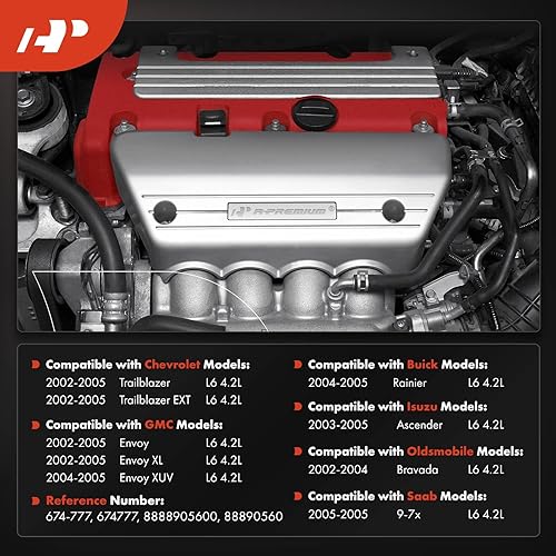 Miniatura 2 de A-Premium Colector de escape con junta, espárragos, tuercas y escudo térmico DOHC 6Cyl 4.2L Compatible con Chevrolet, GMC, Isuzu, Buick, Olds, Saab