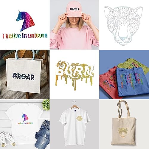 Miniatura 6 de TORC Rollo de vinilo de transferencia de calor HTV con purpurina champán de 12 pulgadas x 20 pies, vinilo brillante para planchar para camisetas,