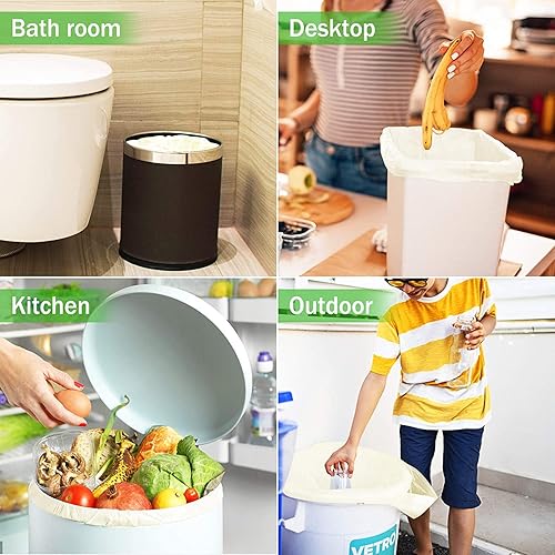 Miniatura 6 de Bolsas de compostaje de 4 a 5 galones con asas y lazo extra gruesas de 0.78 mils, bolsas para cocina, baño, oficina, US BPI ASTM D6400 y Europa OK