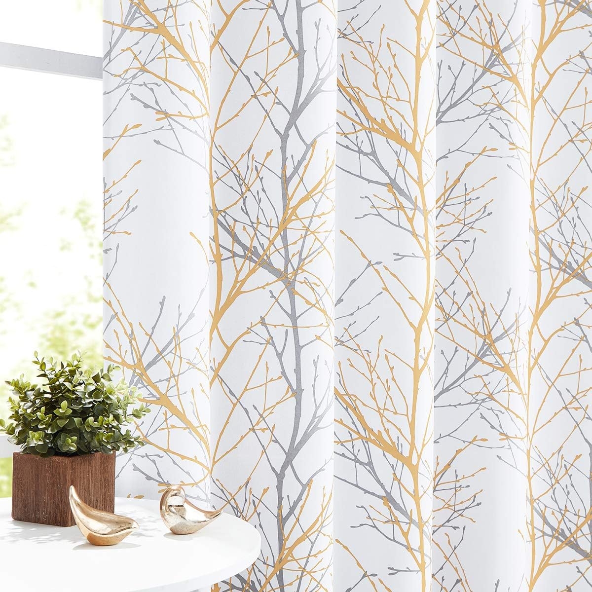 Fusion - Dacey - Coppia di tende con occhielli in 100% cotone, 229 x 229 cm, colore: ocra