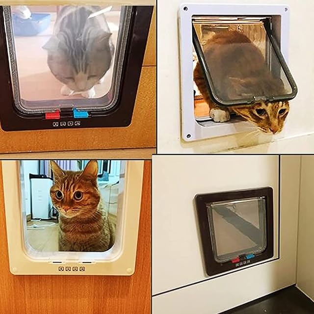 Foto 6 de 7 de Tibeoyad Solapa para gatos, cierre magnético, plástico ABS, talla L, color marrón para gatos y perros