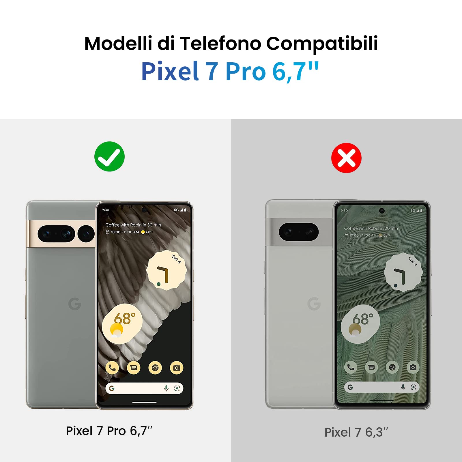 RonRun Cover Google Pixel 7 Pro, Antiurto 360 Gradi Full Case con Protezione per Schermo Incorporata, Trasparente Rugged TPU Bumper Doppia Protettiva Case Nero