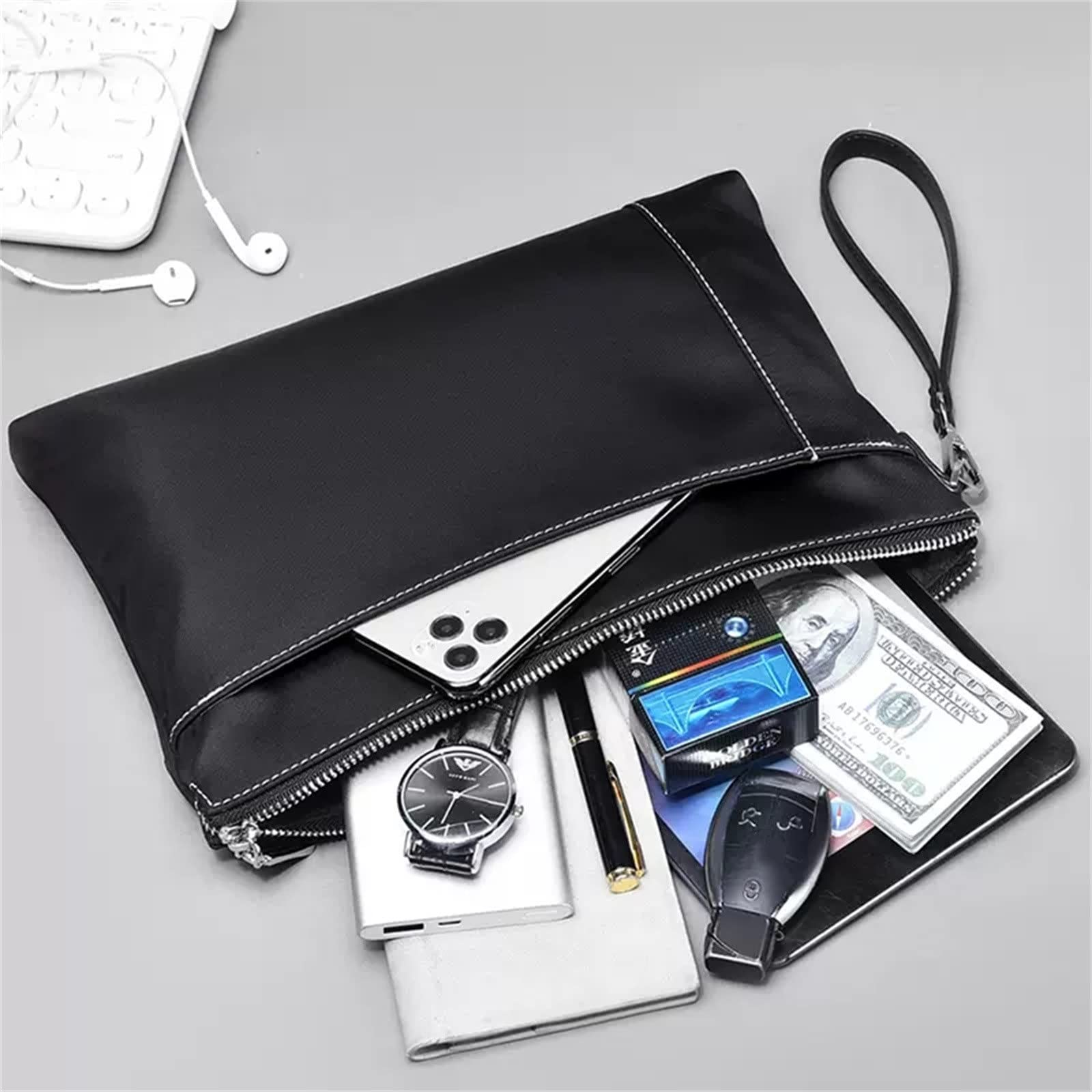 Pochette da Uomo Borsa a busta in tela da uomo a clip casual per L'uso Quotidiano
