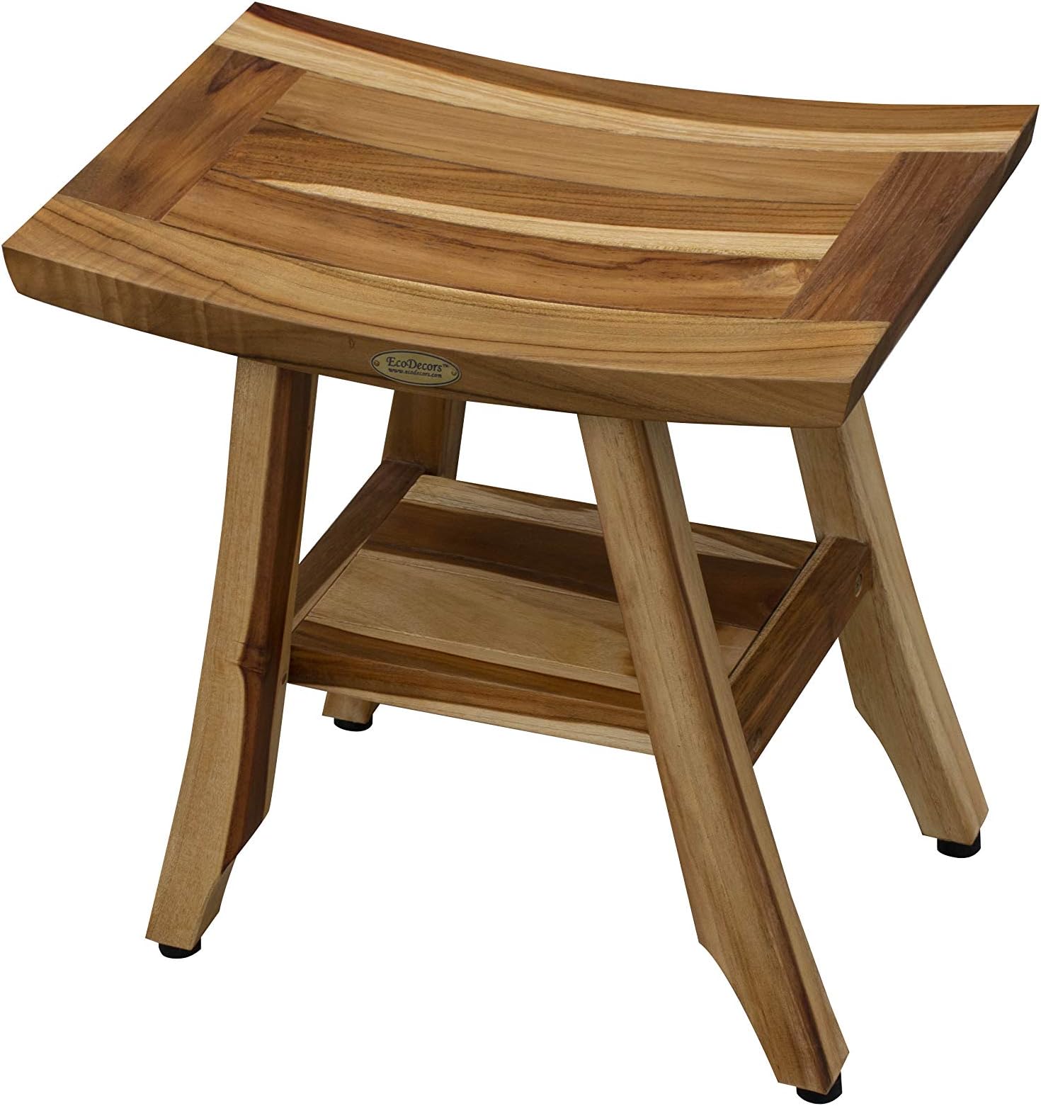 EcoDecors, Satori, 18" Teak Shower Bench, Teak Shower Stool, Teak Shower Seat, Shower Storage Shelf, Bathroom Storage, Shower Storage, Teak Shower Stool for Internal Shower