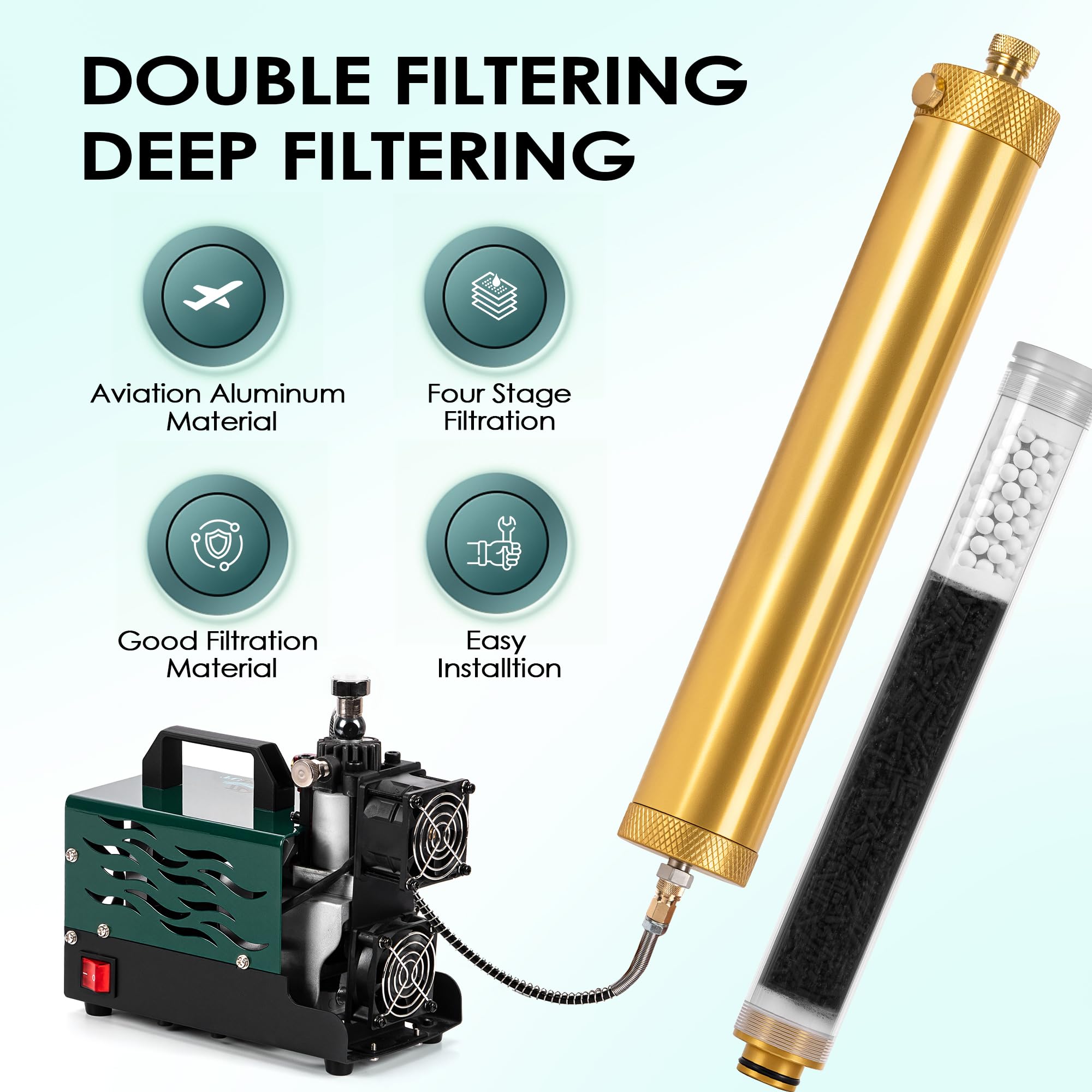 Filtro aria ad alta pressione TUDIVING-30Mpa, separatore sommergibile a setaccio molecolare, separatore esterno olio-acqua, filtrazione per compressore d'aria, pompa manuale Pcp