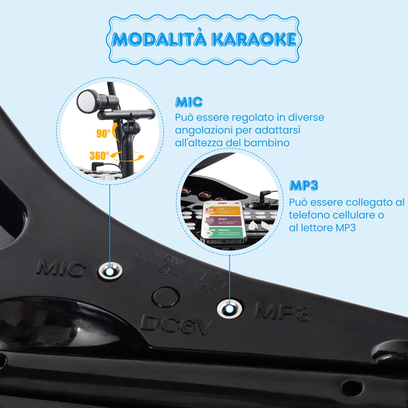 RELAX4LIFE Pianoforte per Bambini con 31 Tasti e Sgabello, Tastiera Pianoforte Elettronico con Microfono, Funzione di Registrazione e Riproduzione, Giocattolo Musicale per Bambini 3+ Anni (Nero)