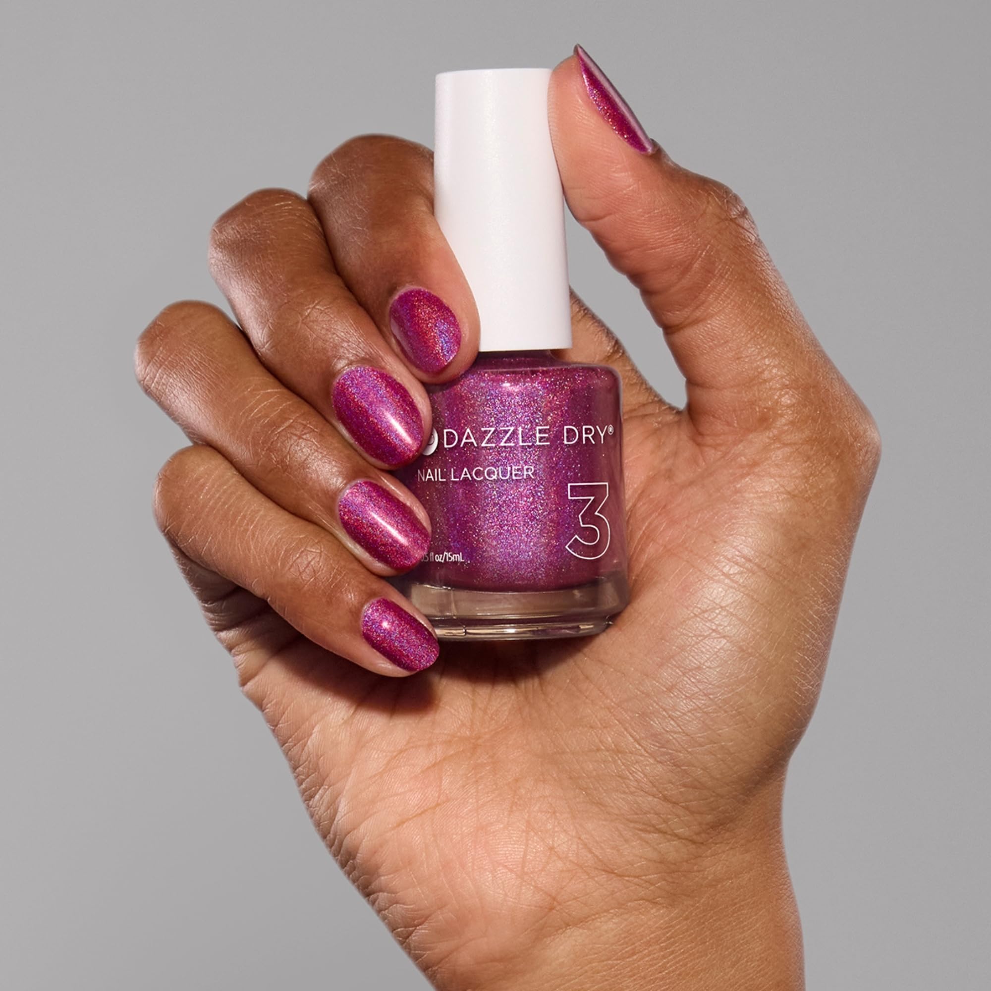 Dazzle Dry Nail Lacquer Step 3 Beauty Sleep Holographic Dark Fuchsia 0.5 fl oz