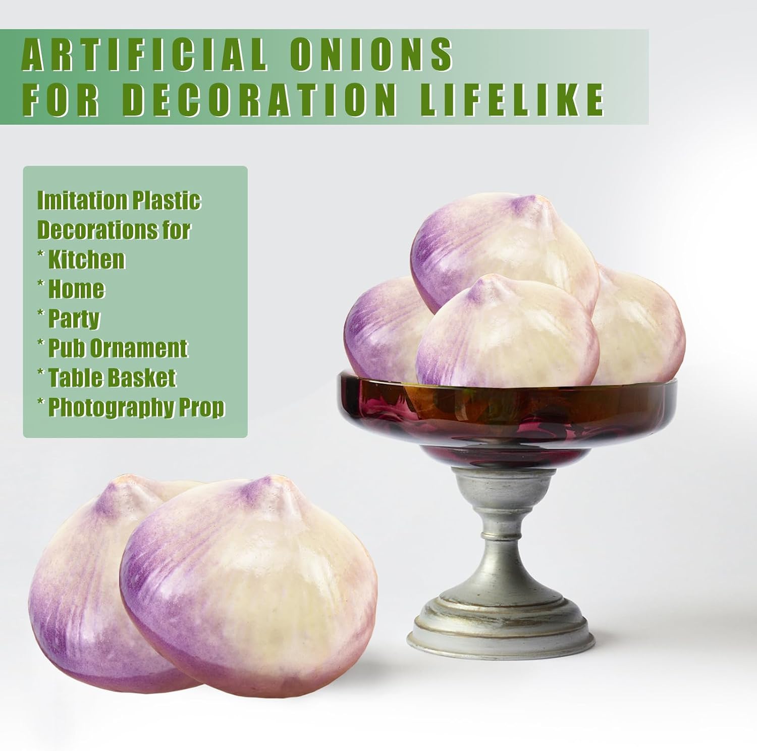 Fake Onion, 6 Pcs Faux Plastic Onions, Artificial Fruit Decoration