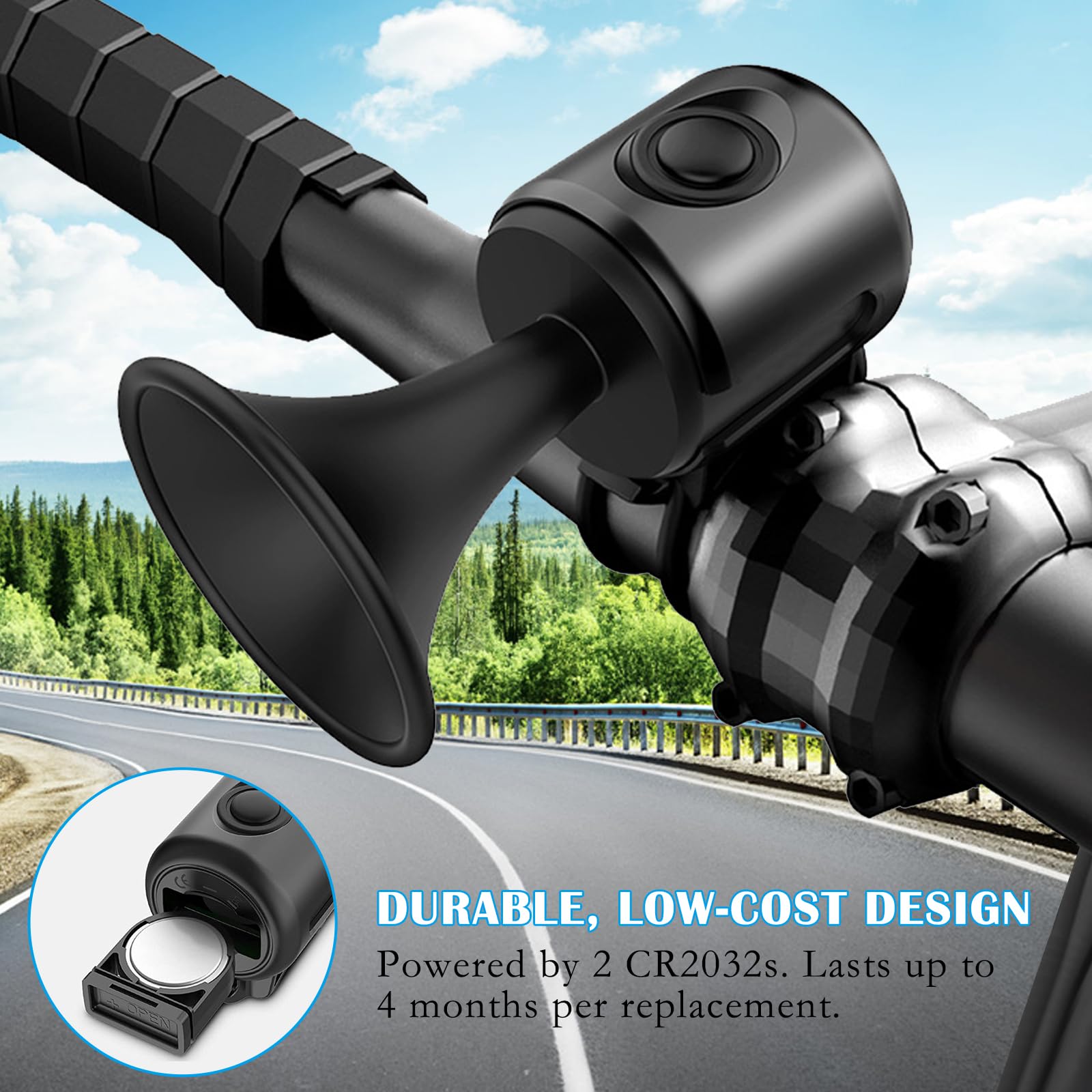 HIULLEN Elektrische Fahrradklingel 120dB - 5 Töne, Wasserdicht & Wiederaufladbar