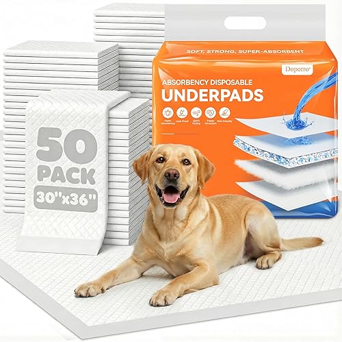 Doporro Disposable Pee Pads for Dogs, Puppies & Adults, 30” x 36” (50 Count), Su