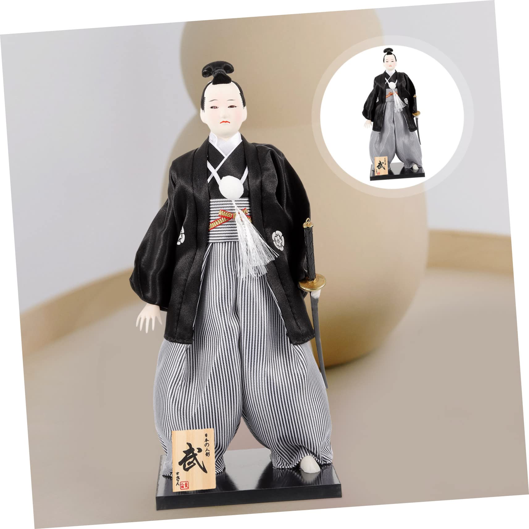 BESPORTBLE Statuetta Samurai Giapponese Stoffa con Kimono Decorazione da Tavolo per Casa e Ufficio per Appassionati Giapponese e Arredamento Desktop