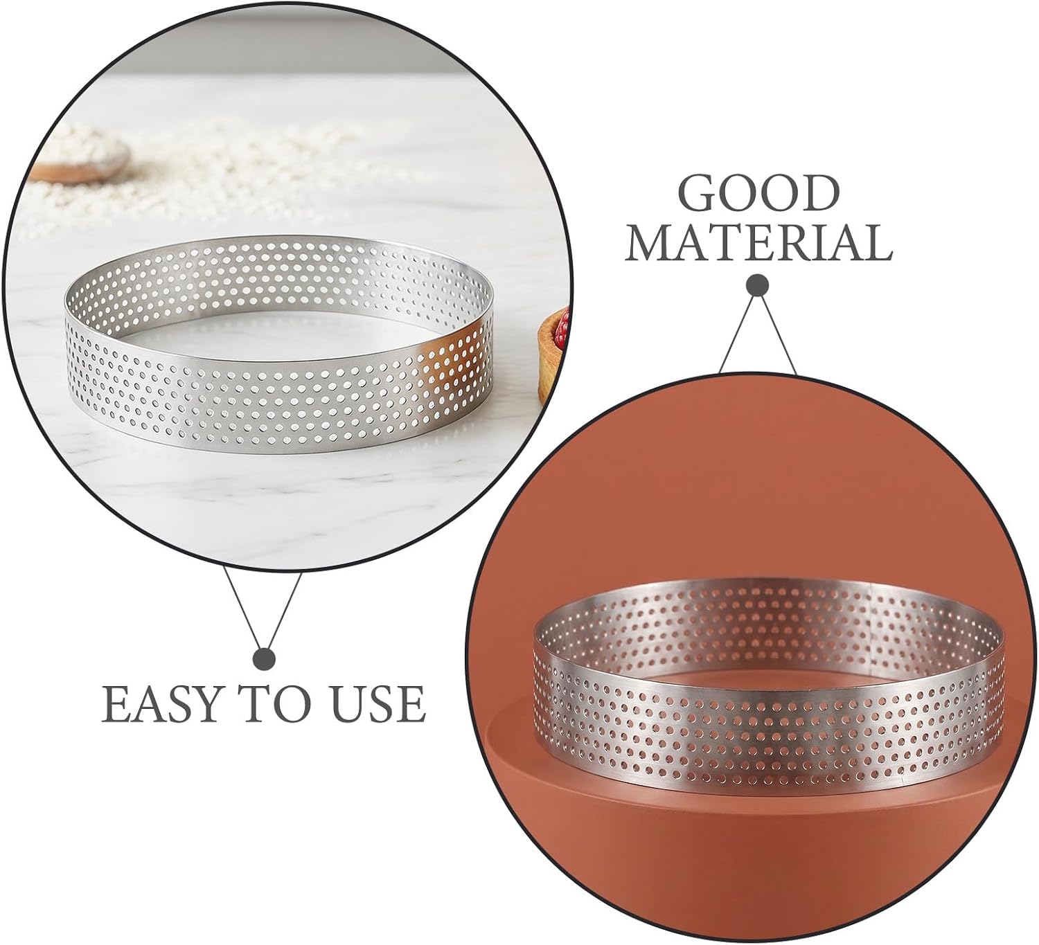 10pcs Stainless Steel Perforated Tart Ring, Round Cake Mold (4 Inch) - Heat-Resistant Pastry Nonstick Dessert Cutter Circle Baking Tool for French Fruit Tart